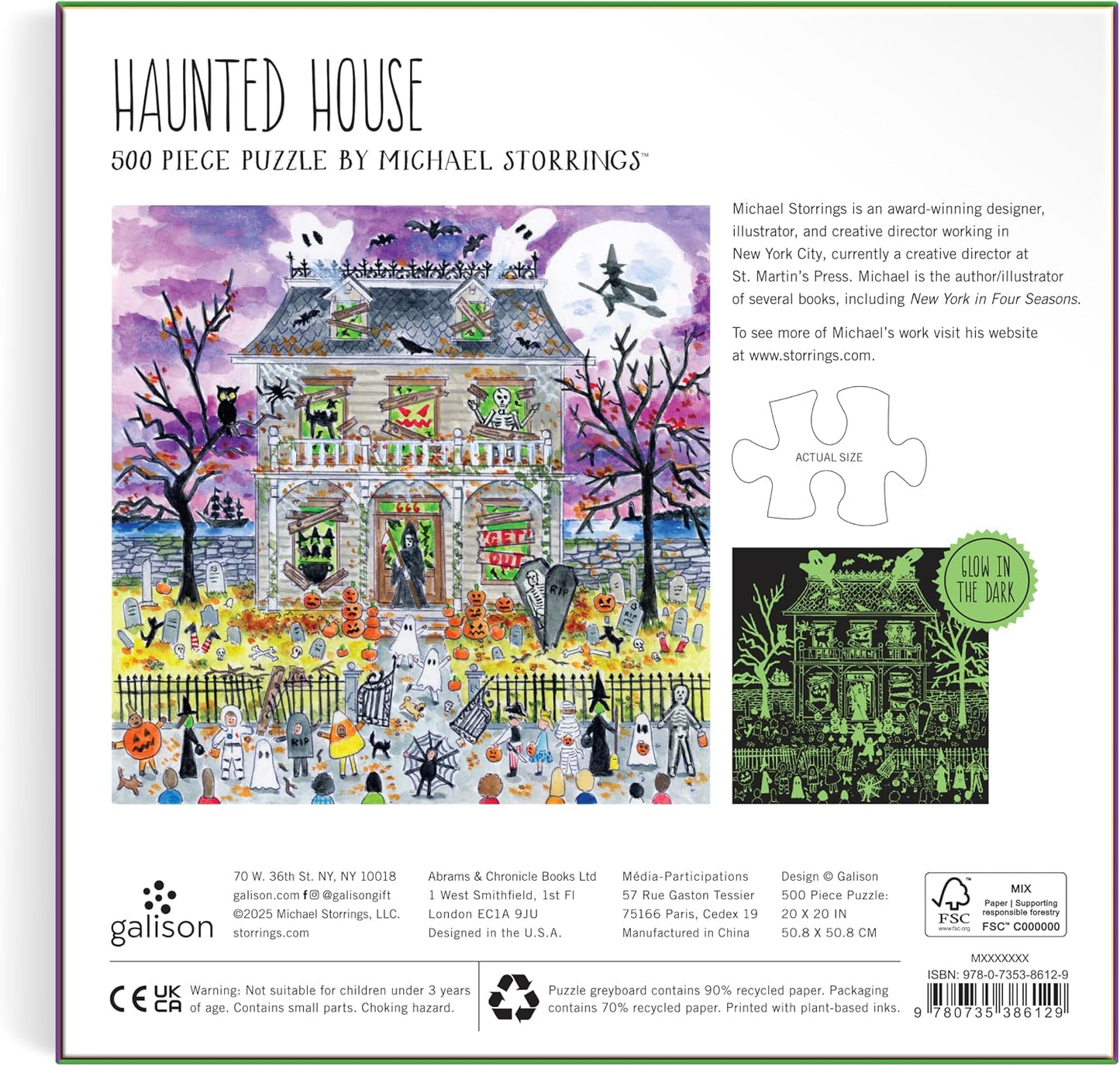 MICHAEL STORRINGS HAUNTED HOUSE - 500 PIECE GLOW IN THE DARK PUZZLE