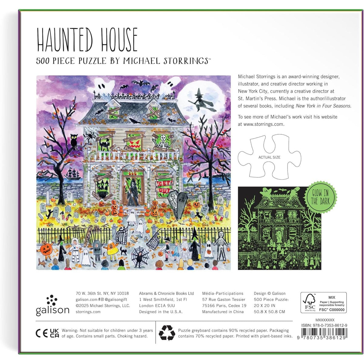 MICHAEL STORRINGS HAUNTED HOUSE - 500 PIECE GLOW IN THE DARK PUZZLE