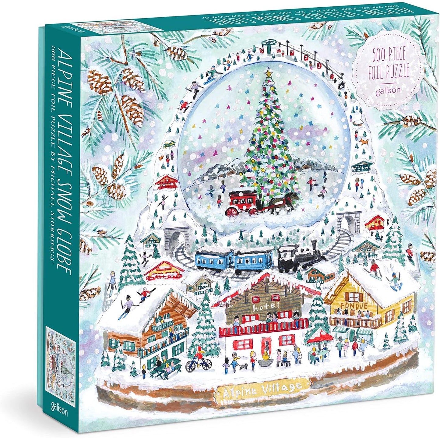 ALPINE VILLAGE SNOW GLOBE 500 FOIL PIECE JIGSAW PUZZLE