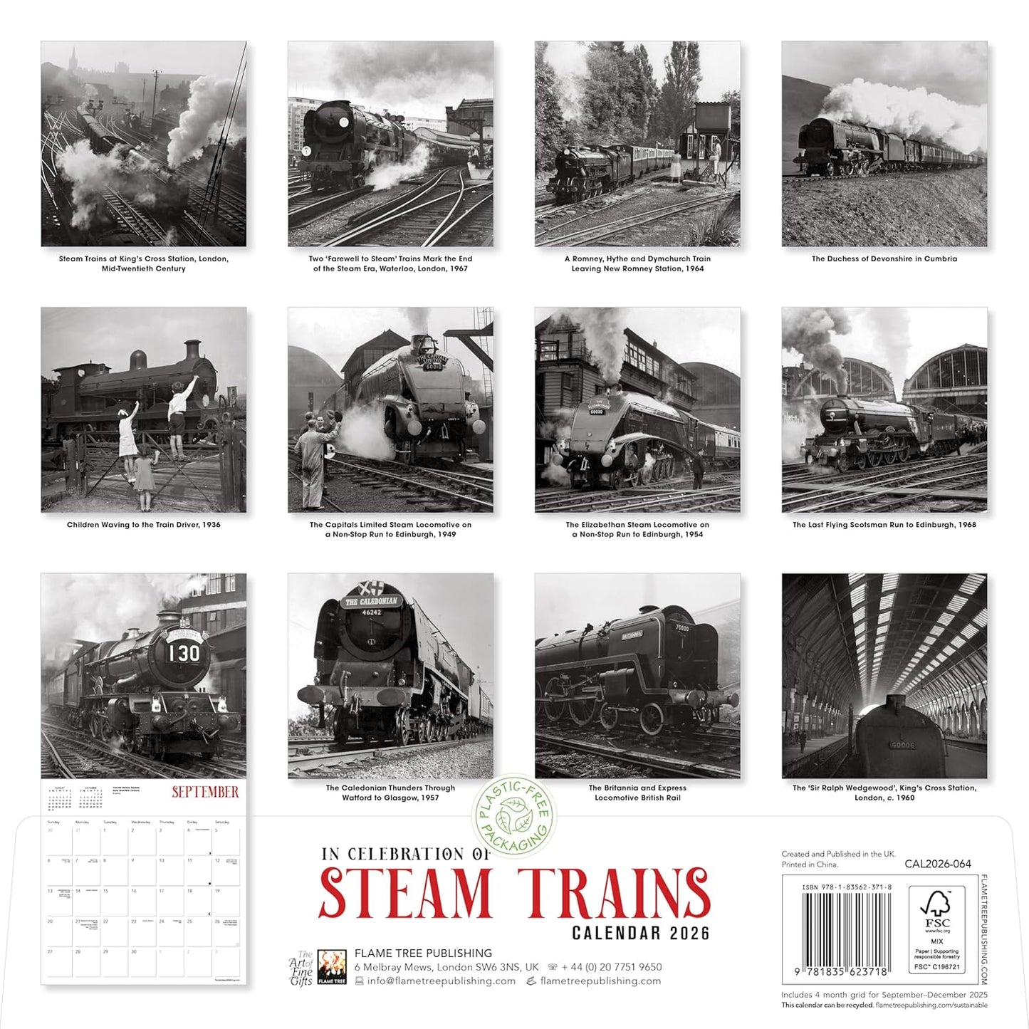 IN CELEBRATION OF STEAM TRAINS 2026 WALL CALENDAR