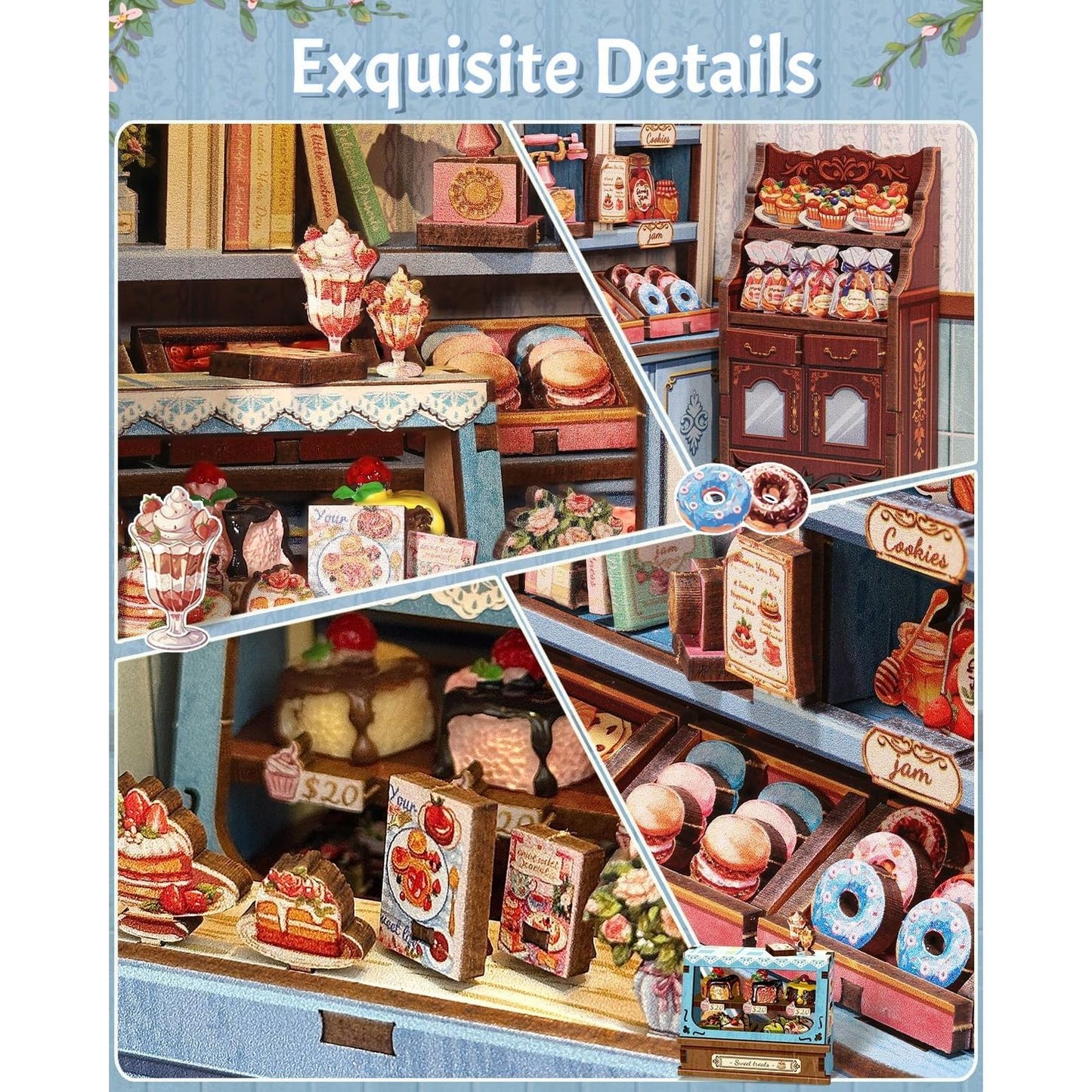 SWEET MARIE PASTRY SHOP 3-D WOODEN MINIATURE BOOK NOOK KIT