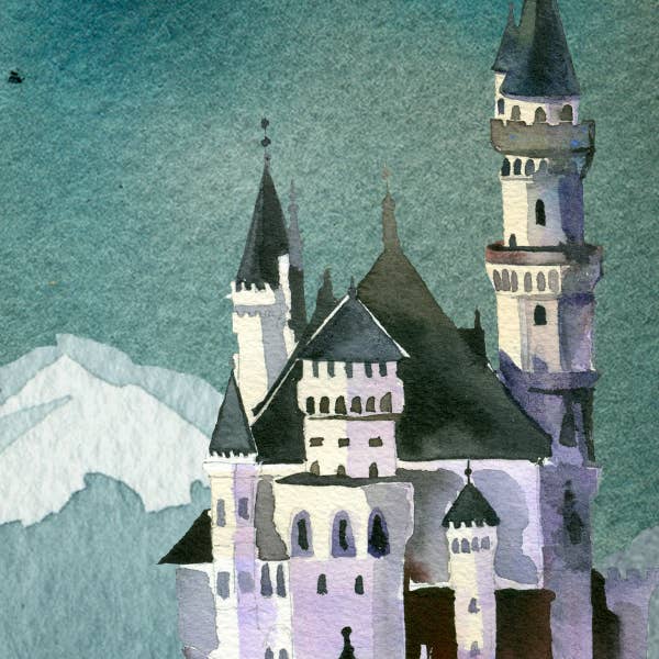 FANTASY FOREST CASTLE WATERCOLOR BOOKMARK