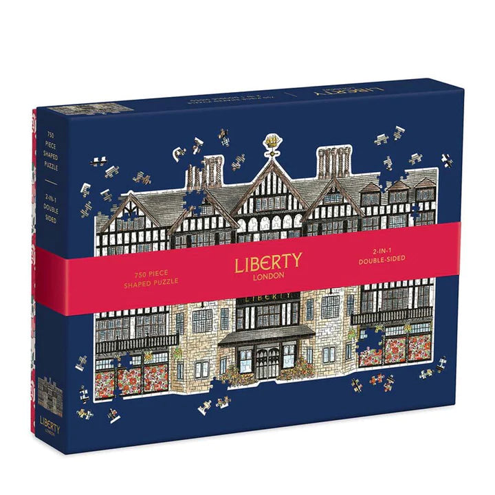 LIBERTY OF LONDON TUDOR HOUSE SHAPED 750 PC PUZZLE (DOUBLE SIDED)