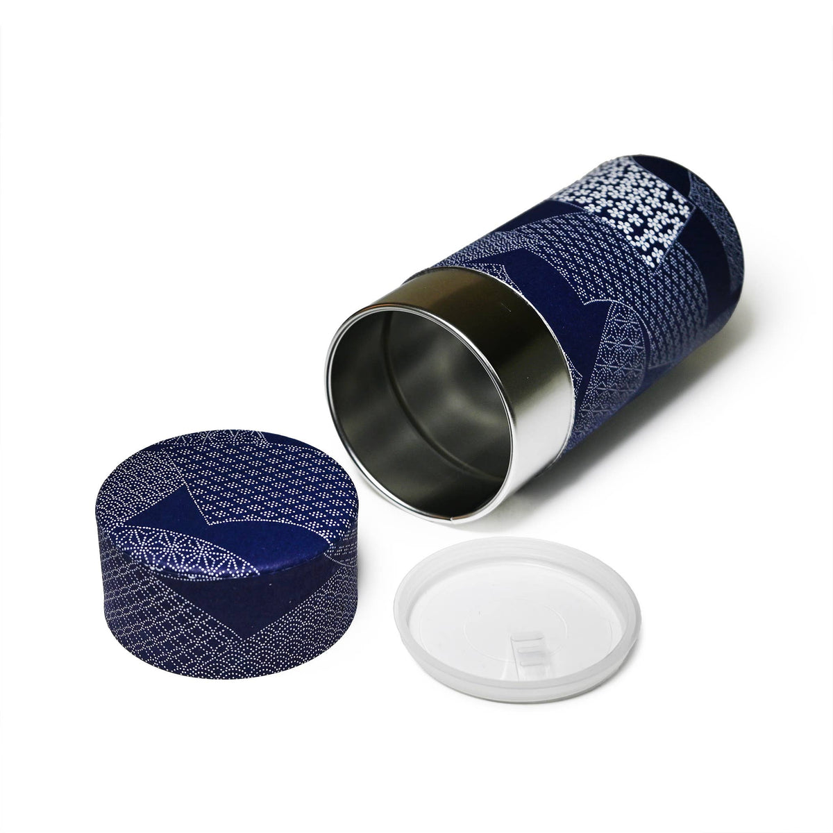 JAPANESE DOUBLE TEA LID CONTAINER: NAVY FAN (7.04 OZ)