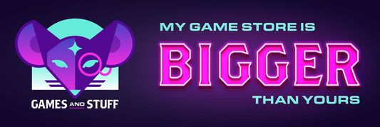 GAMES AND STUFF "MY GAME STORE IS BIGGER THAN YOURS" (PINK/TEAL)