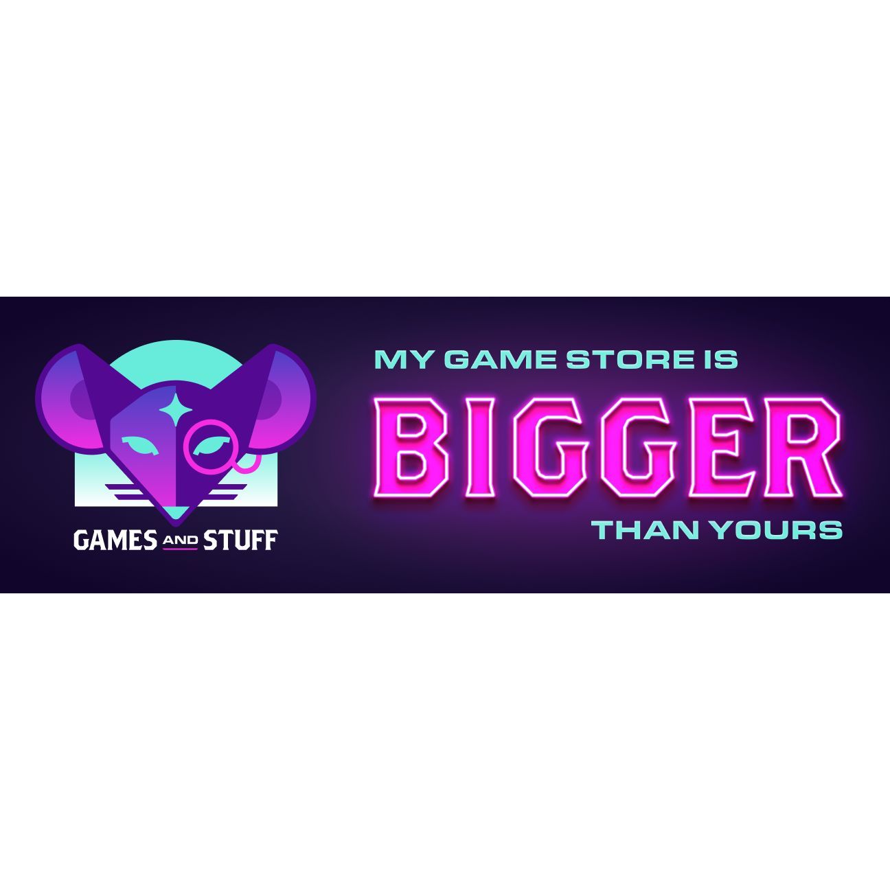 GAMES AND STUFF "MY GAME STORE IS BIGGER THAN YOURS" (PINK/TEAL)