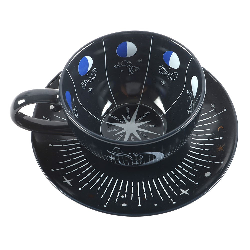 BLUE MOON PHASE TEACUP AND SAUCER