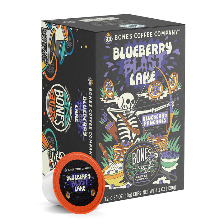BONES COFFEE BLUEBERRY BLAST CAKE 12CT CUPS