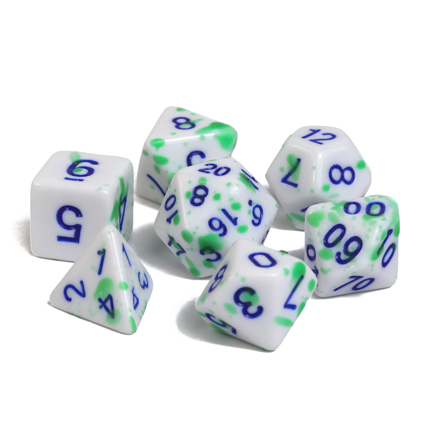COLOR SPRAY GREEN 7PC POLY DICE SET