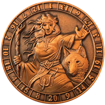 GOLIATH DICE COIN - D20 FEMALE DRUID