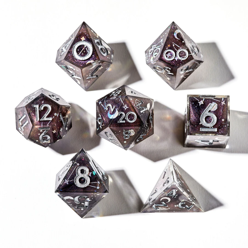 DISPEL CELESTIAL SPHERE SHARP-EDGED 7PC DICE SET