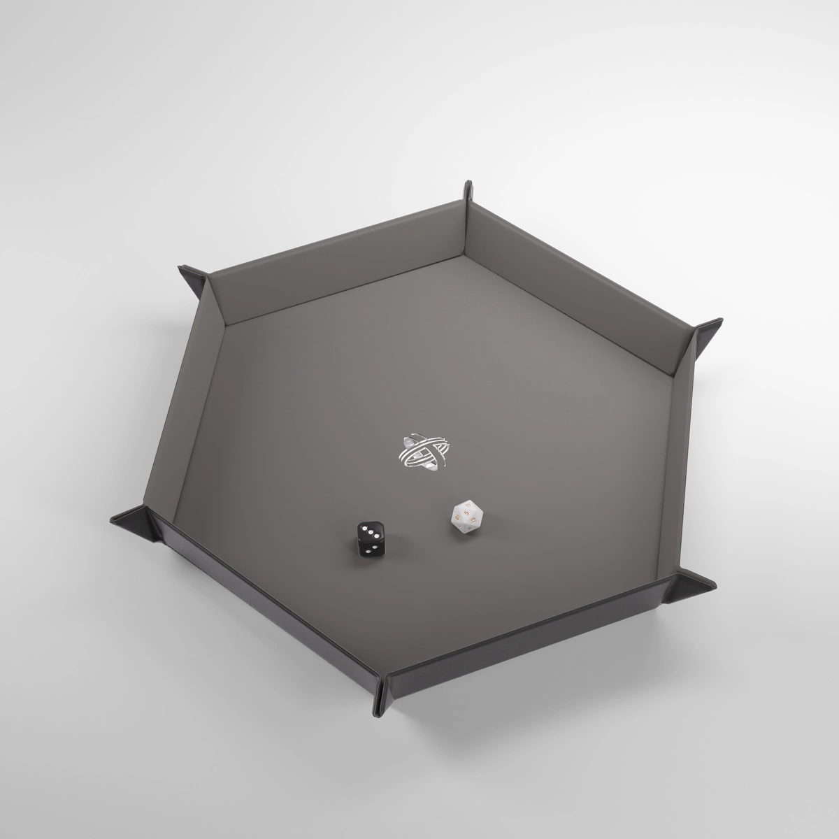 MAGNETIC DICE TRAY HEXAGONAL BLACK AND GRAY