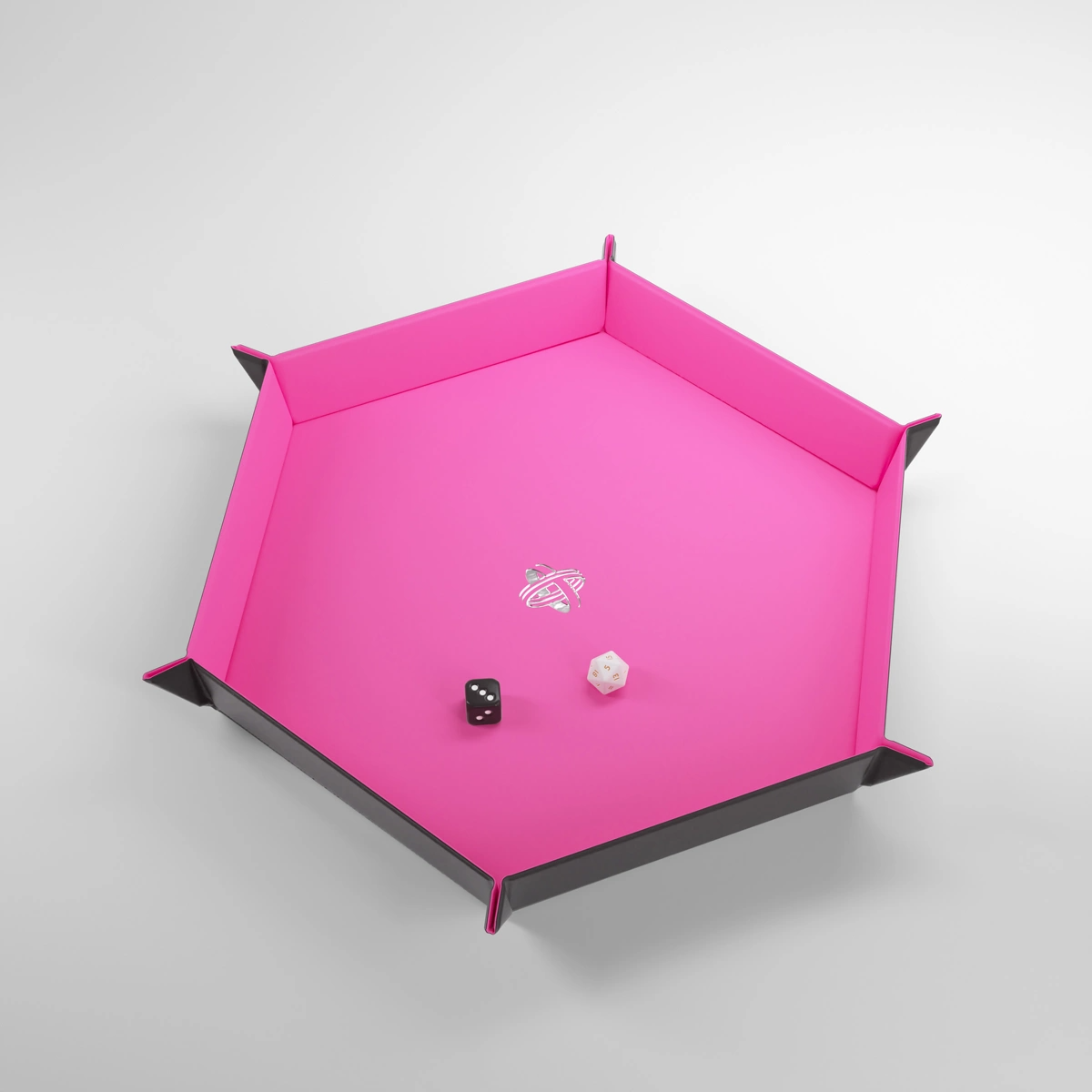GAMEGENIC MAGNETIC DICE TRAY HEXAGONAL BLACK AND PINK