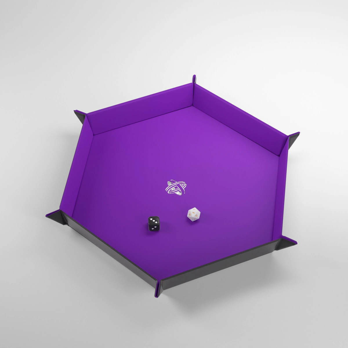 MAGNETIC DICE TRAY HEXAGONAL BLACK AND PURPLE