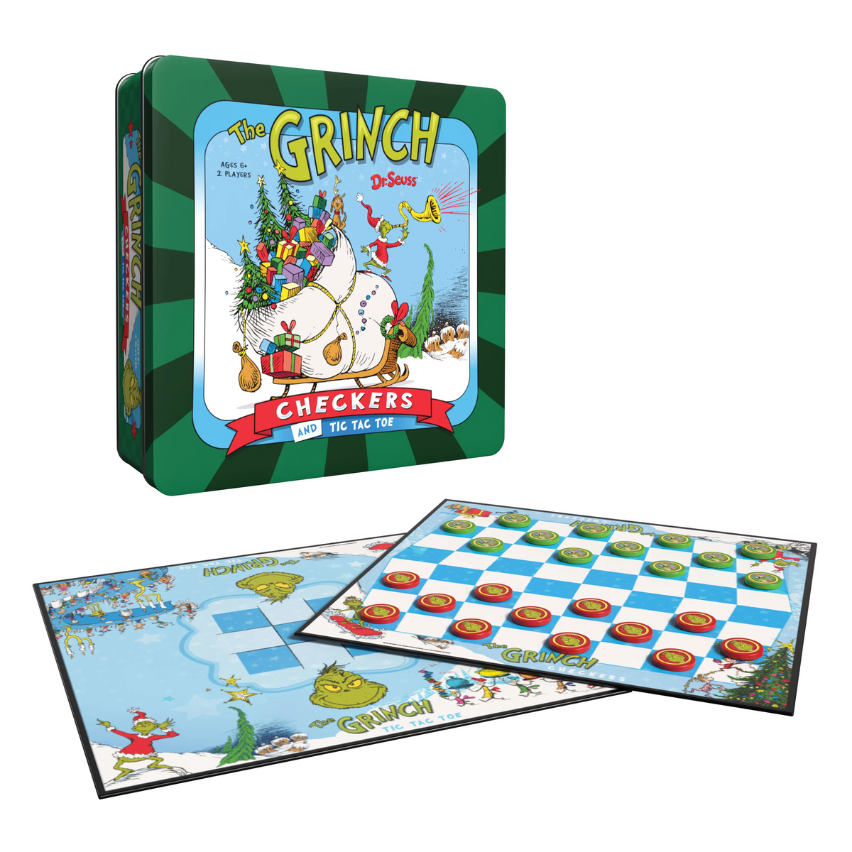 THE GRINCH CHECKERS & TIC TAC TOE COMBO