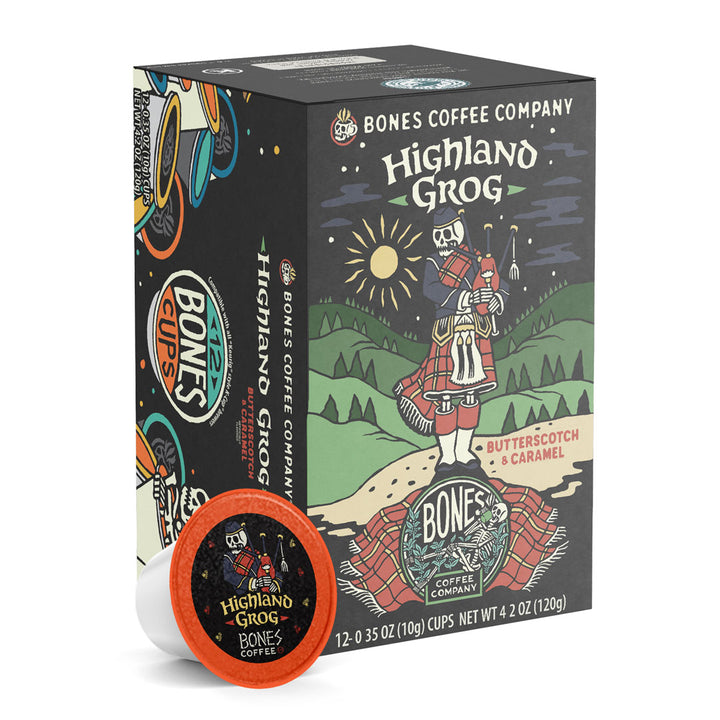 BONES COFFEE HIGHLAND GROG 12CT CUPS – Games and Stuff