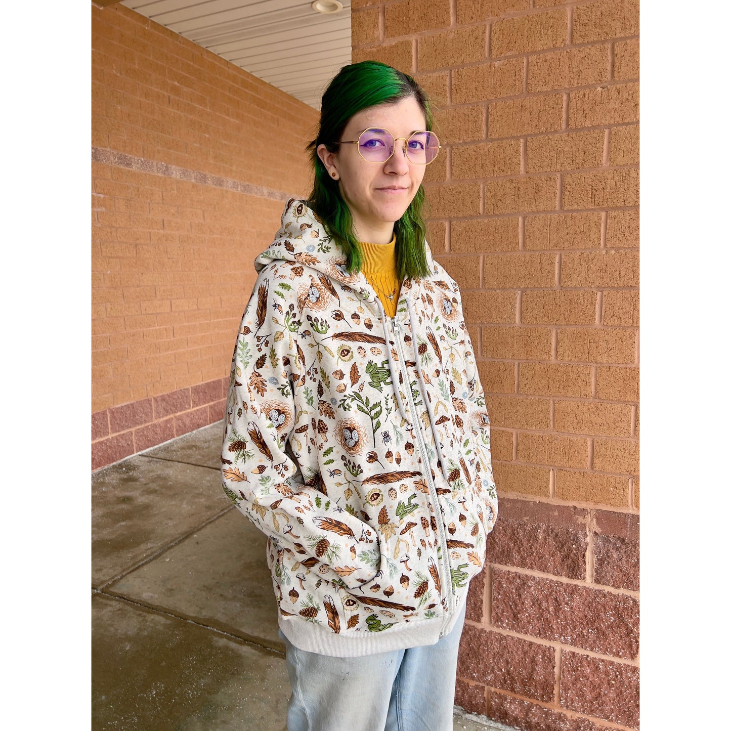 FOREST FOLIAGE ZIP HOODIE