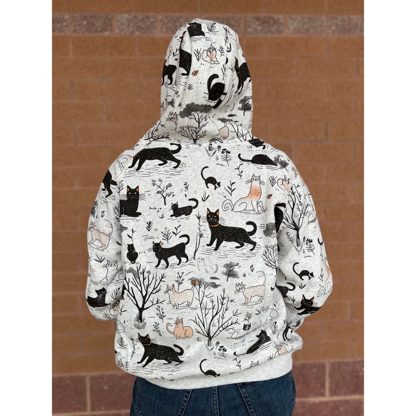 WHIMSICAL CAT FOREST ZIP HOODIE