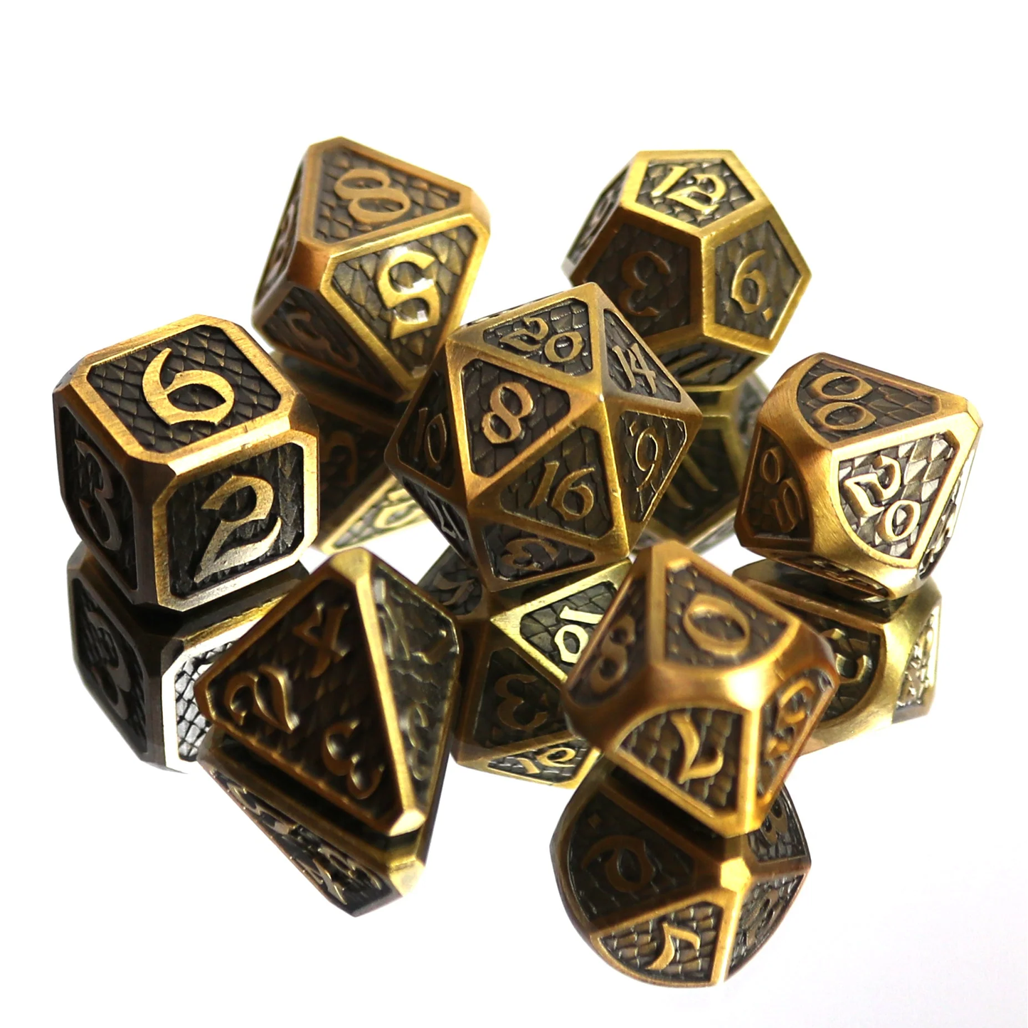 DRAKONA ELDRIC ELECTRUM RPG 7PC METAL DICE SET