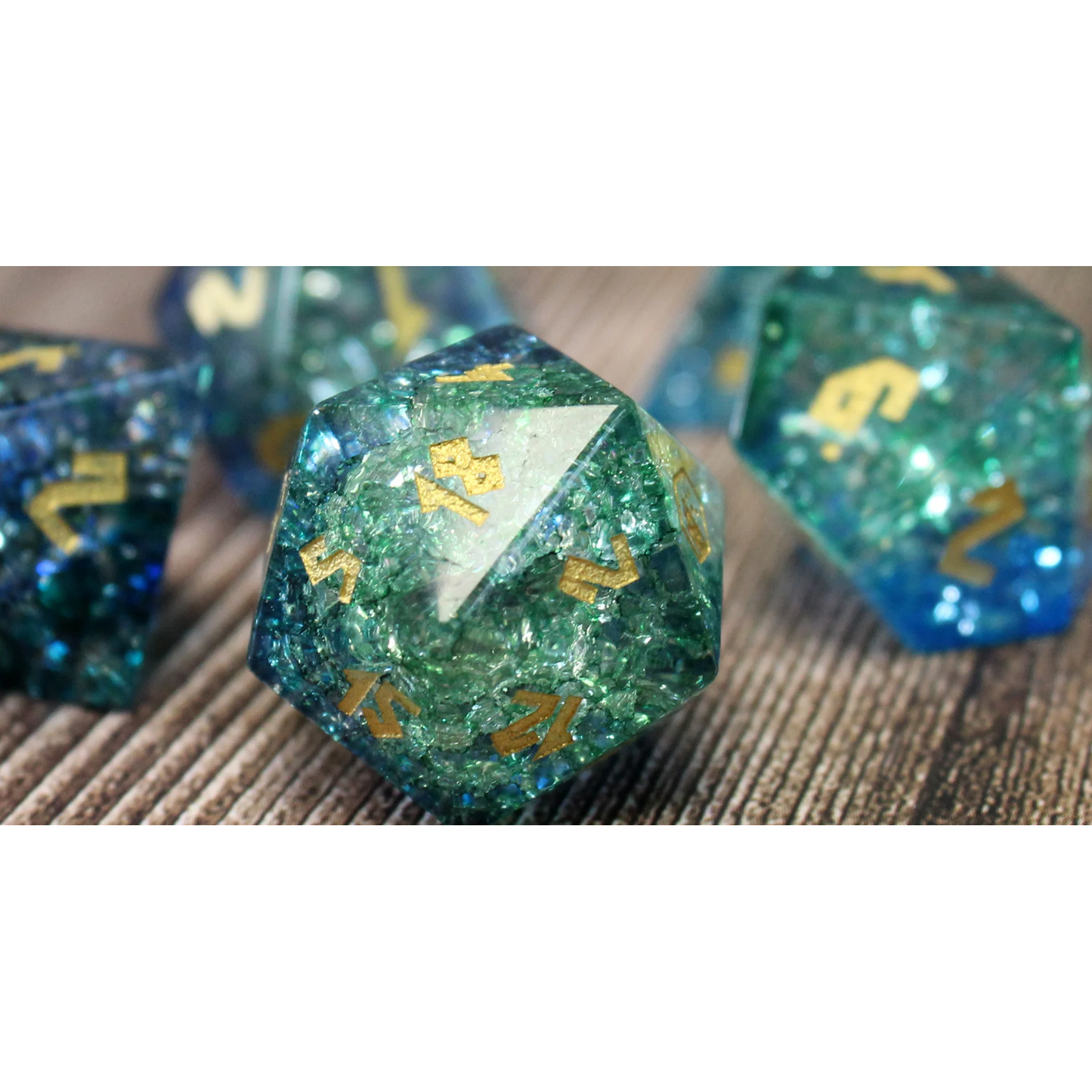 FROST BOUND ARCTIC WAVE GLASS DICE SET