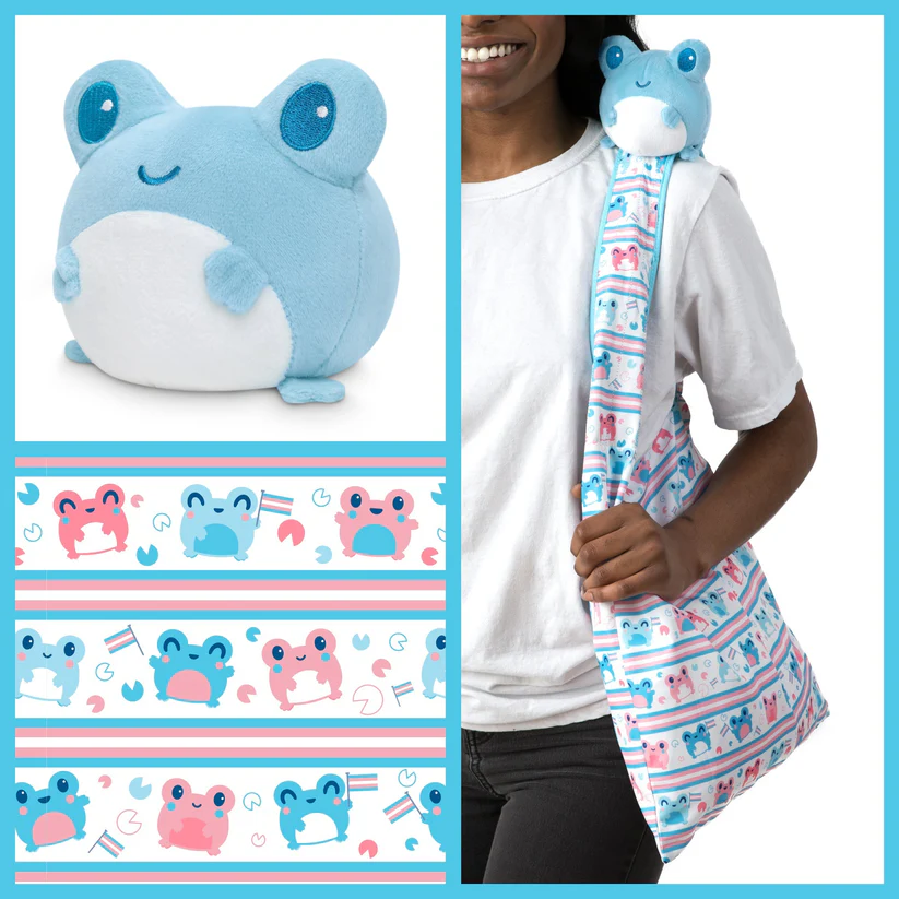 TRANSGENDER BLUE FROG PLUSHIE TOTE BAG