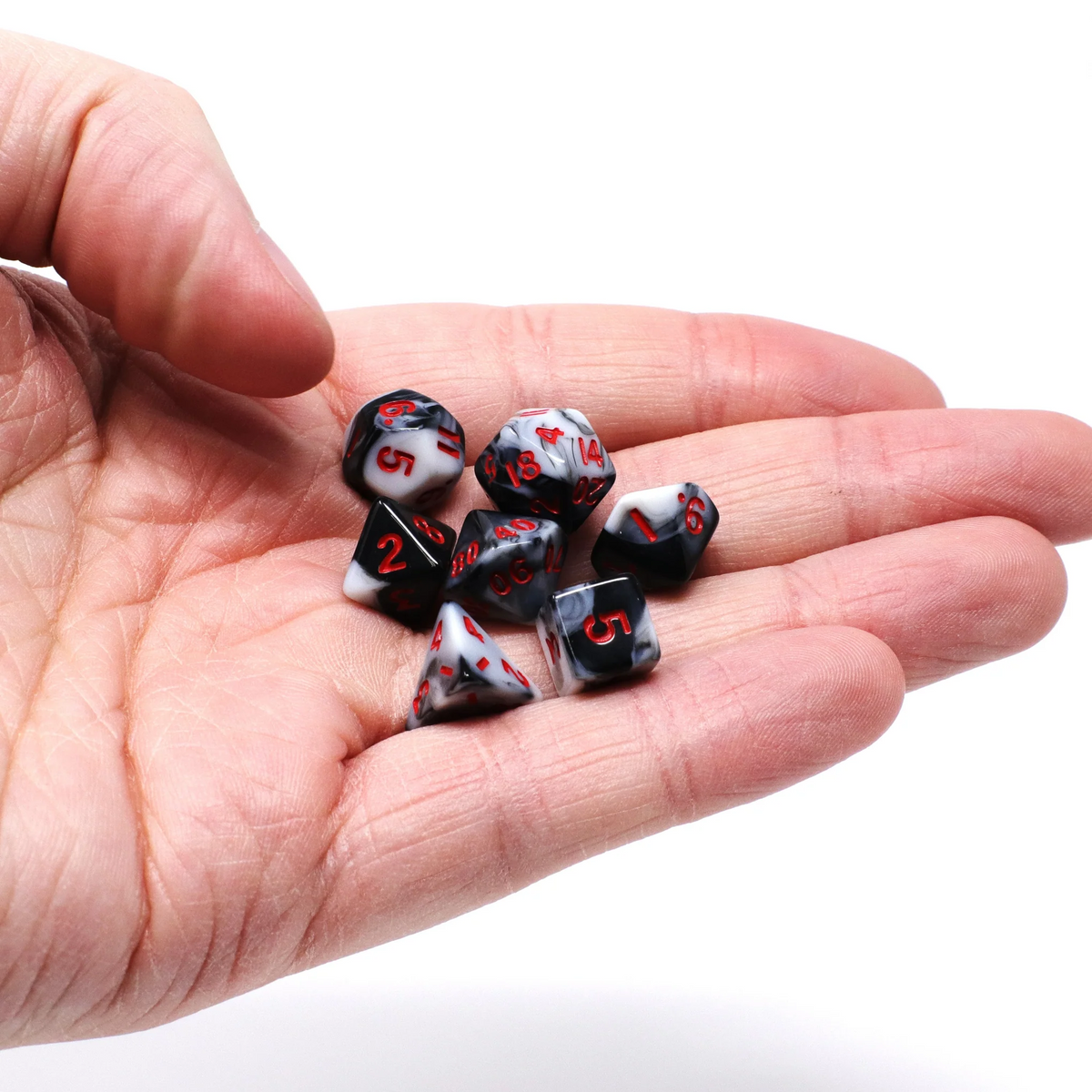 CRITLINGS CRIMSON NOIR MINI RPG 7PC DICE SET