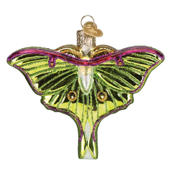 LUNA MOTH GLASS HOLIDAY ORNAMENT