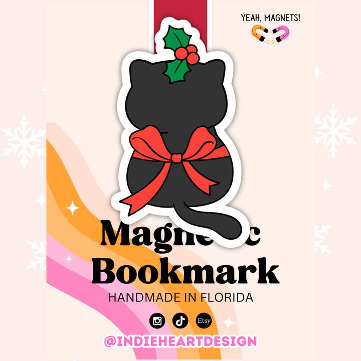 MISTLETOE CAT MAGNETIC BOOKMARK