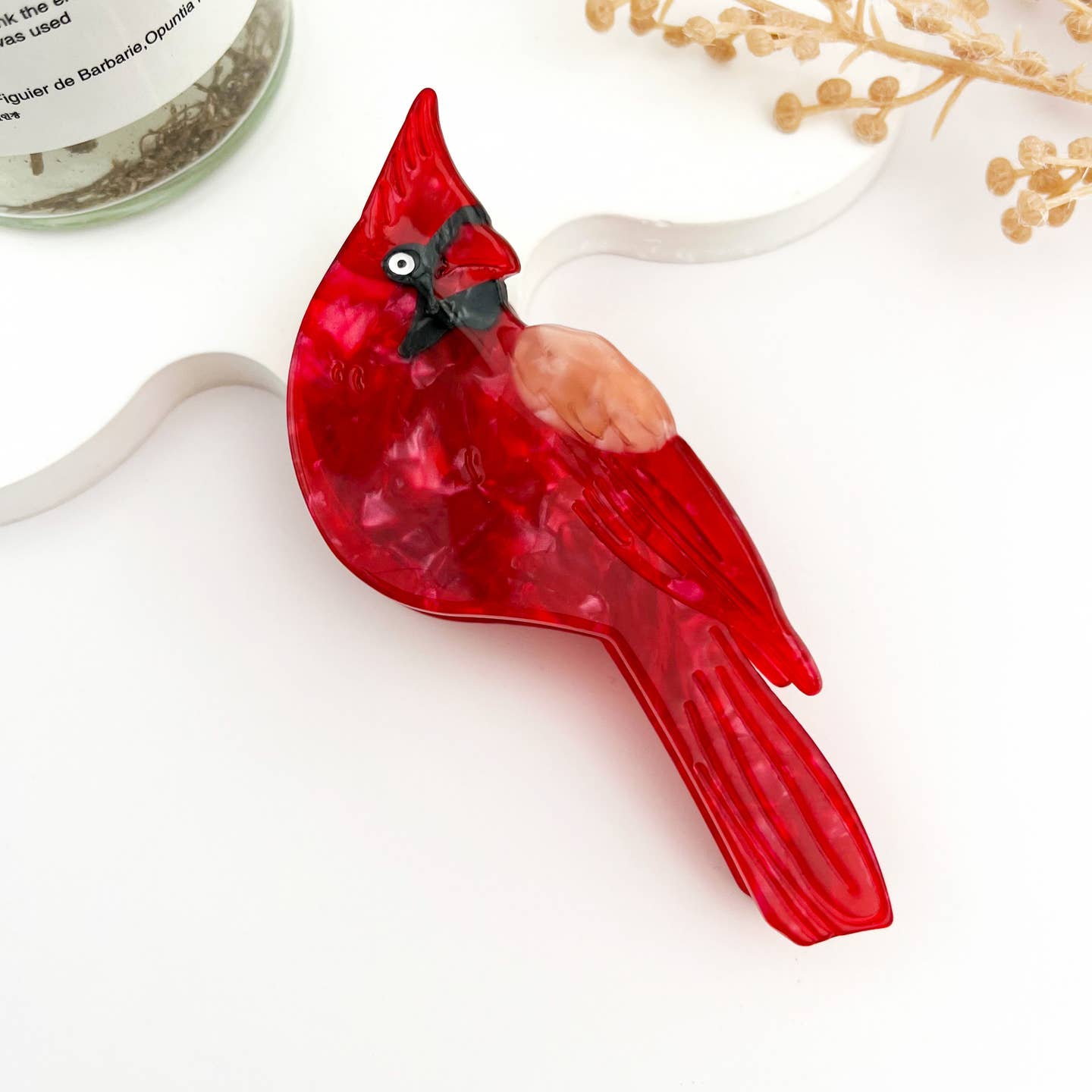 ELEGANT CARDINAL BIRD HAIR CLAW CLIP