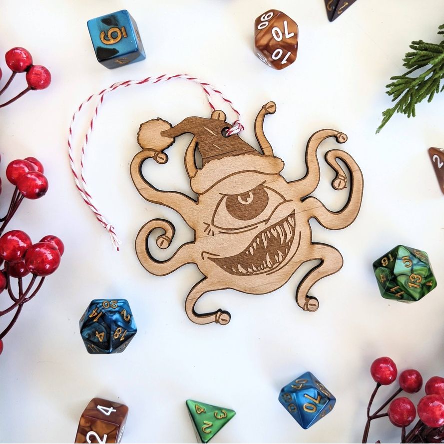 JOLLY BEHOLDER D&D HOLIDAY ORNAMENT