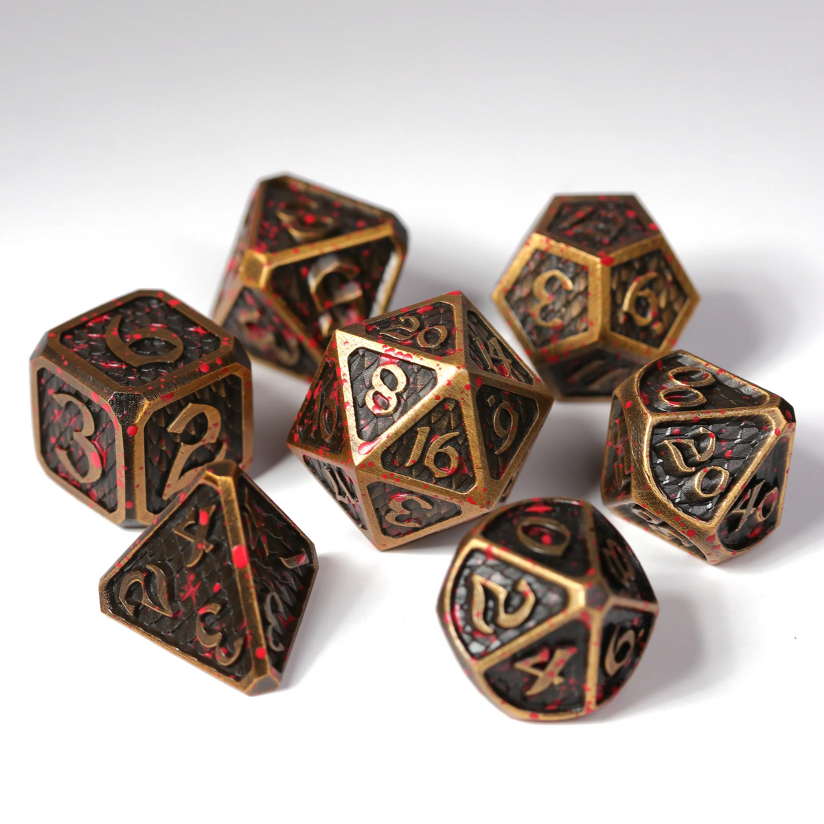 BLOODSCALE ELECTRUM 7pc RPG METAL DICE SET