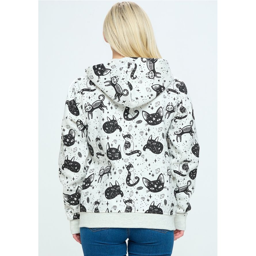 CRYSTAL CAT ZIP HOODIE