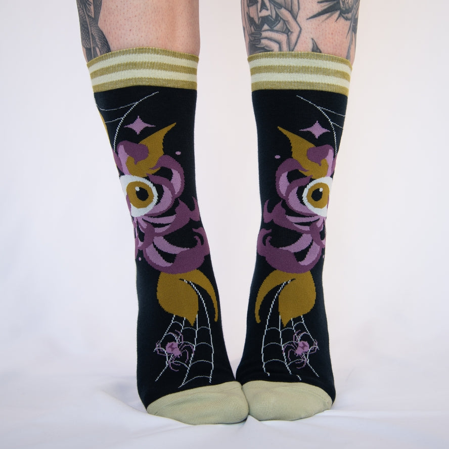 ARACHNID'S BLOOM CREW SOCKS BY FOOTCLOTHES