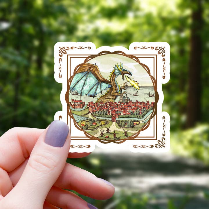 OLD SCHOOL DRAGON PAINTING STICKER