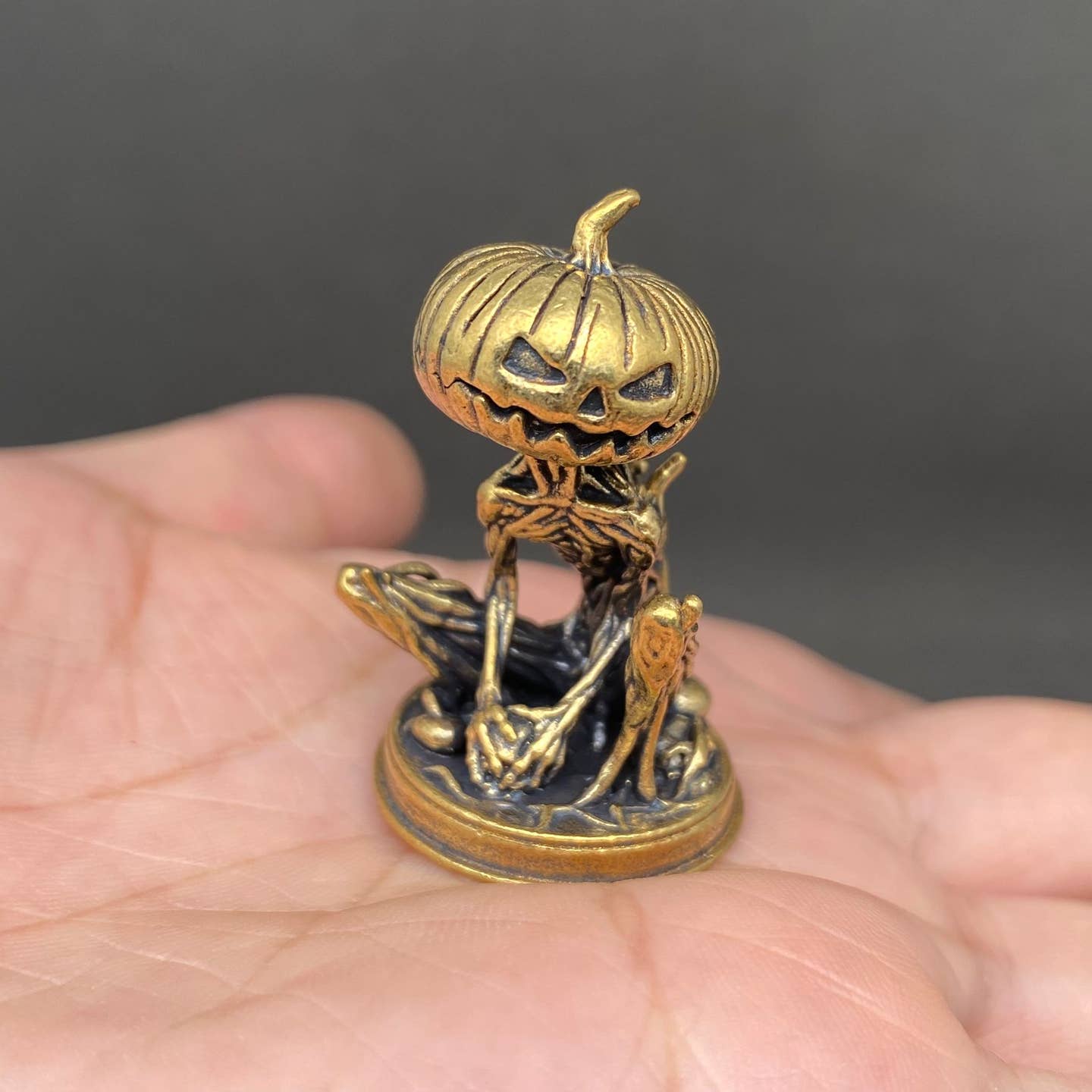 MINIATURE BRASS PUMPKIN GHOST