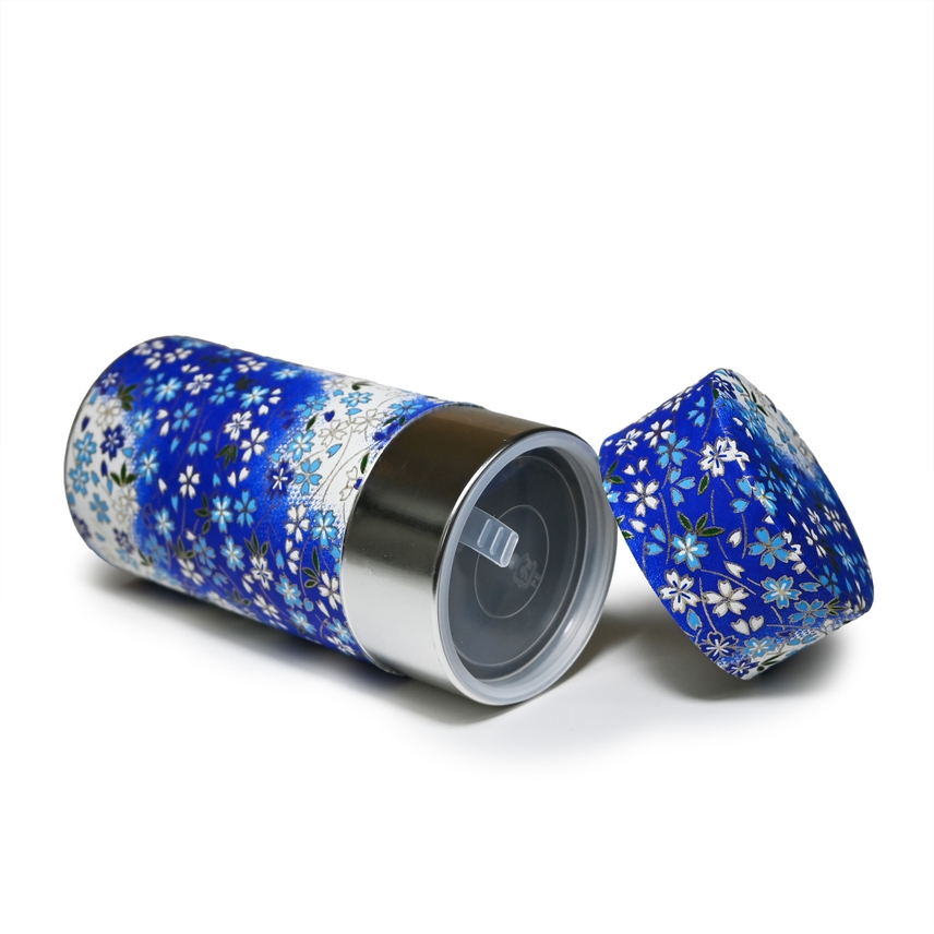 DOUBLE LID TEA CONTAINER BLUE AND WHITE SAKURA 7.04 oz