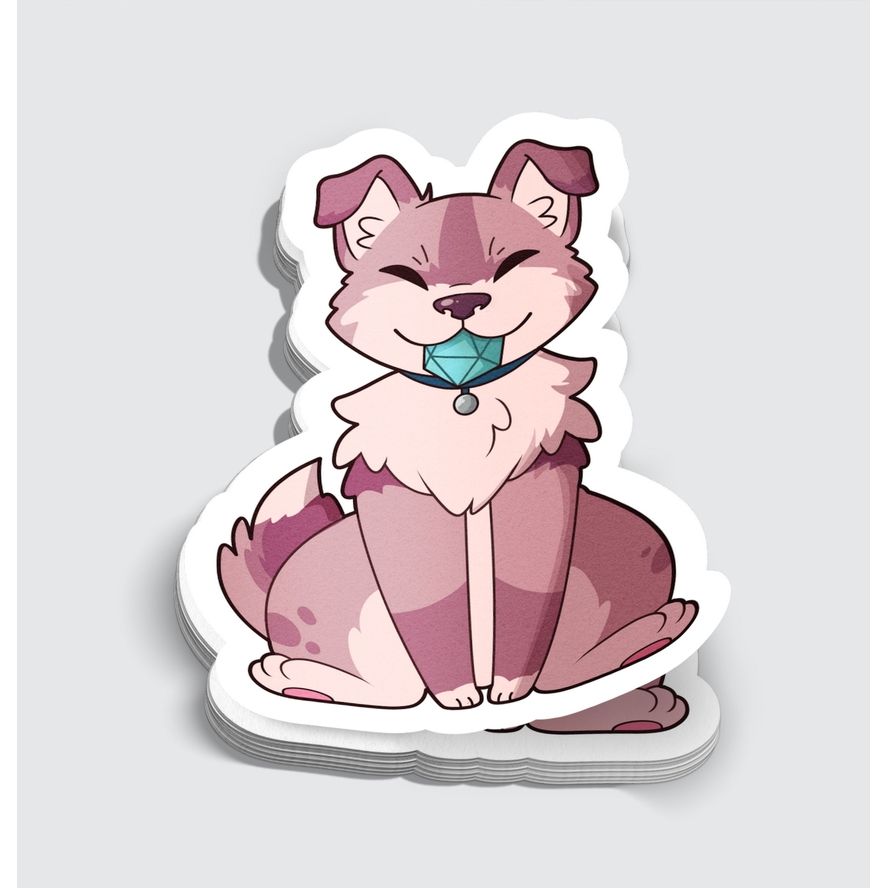 GOOD DOGGO WITH POLYHEDRAL TENNIS BALL STICKER