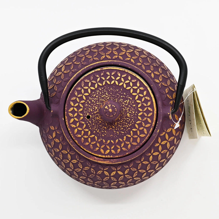 PURPLE SHIPPO DESIGN 32OZ CAST IRON TEA POT