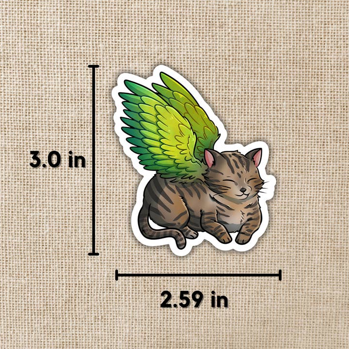 WINGED TABBY CAT STICKER