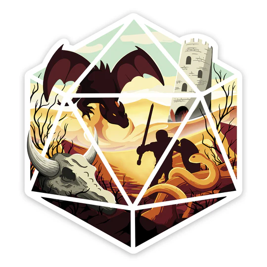 D20 DESERT DRAGON SCENE VINYL STICKER