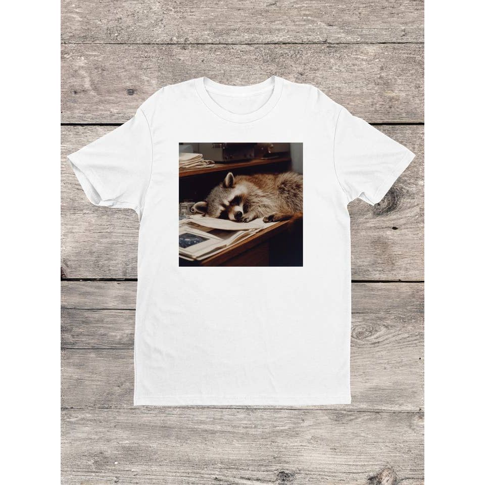 SLEEPY RACCOON OFFICE DESK DECOR T-SHIRT