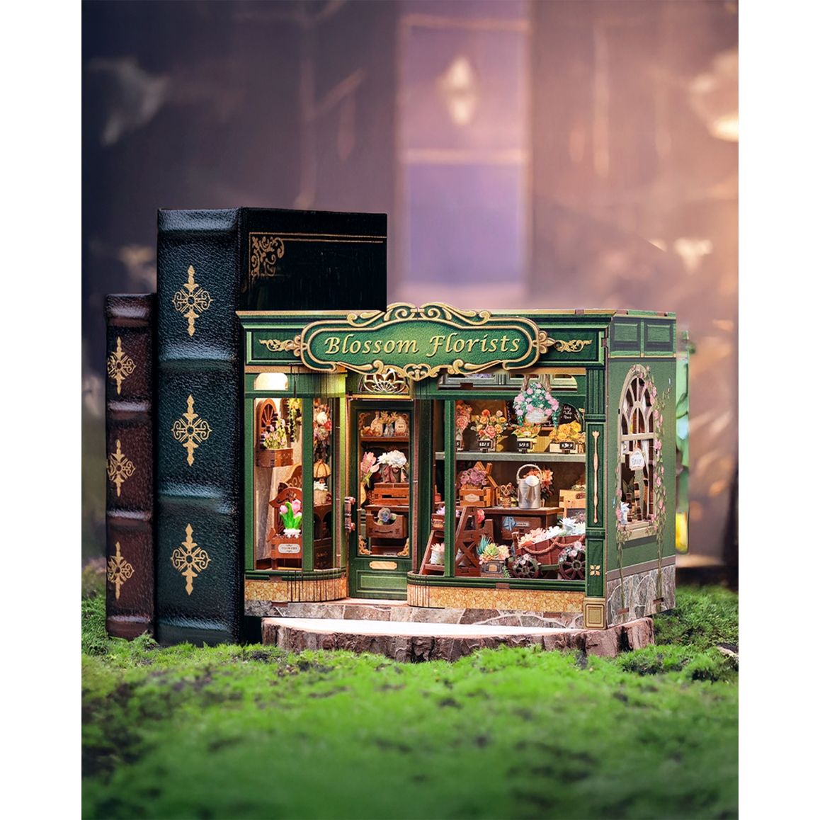 BLOSSOM FLORISTS 3-D WOODEN MINIATURE BOOK NOOK KIT