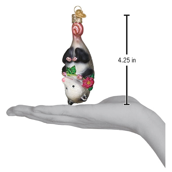 BLOSSOM OPOSSUM GLASS HOLIDAY ORNAMENT