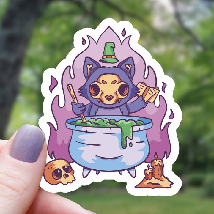 CUTE CAT NECROMANCER STICKER