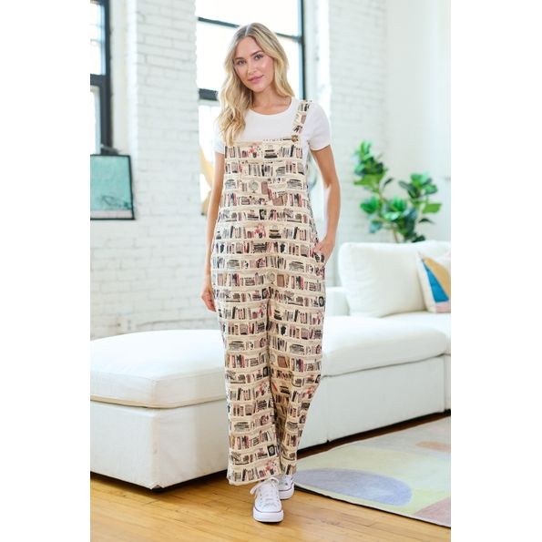 VINTAGE LIBRARY PRINT OVERALLS