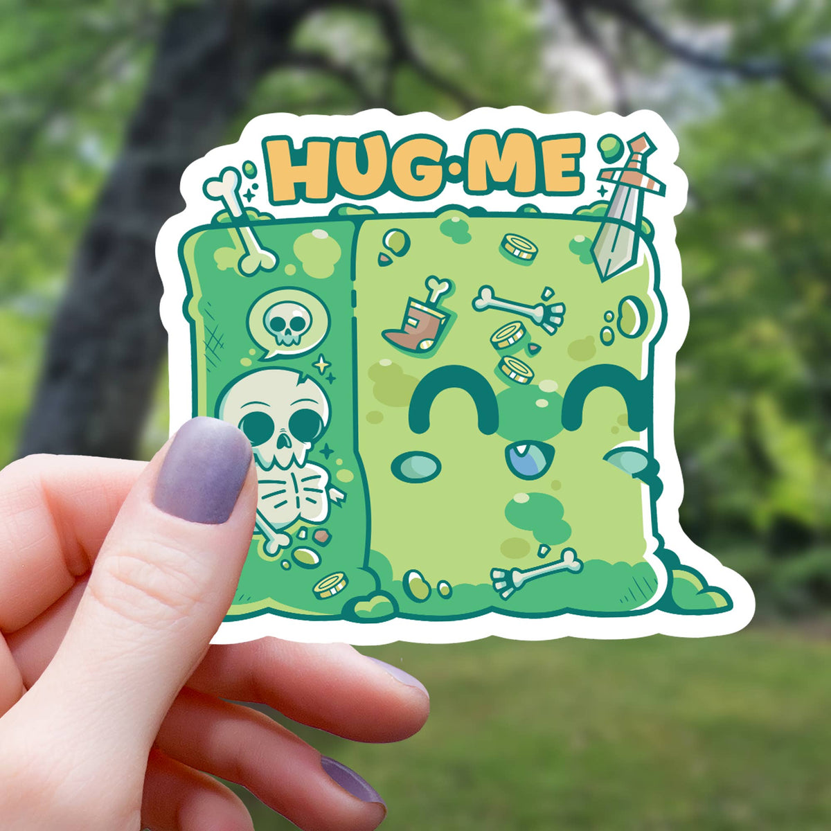 HUG ME! GELATINOUS CUBE STICKER
