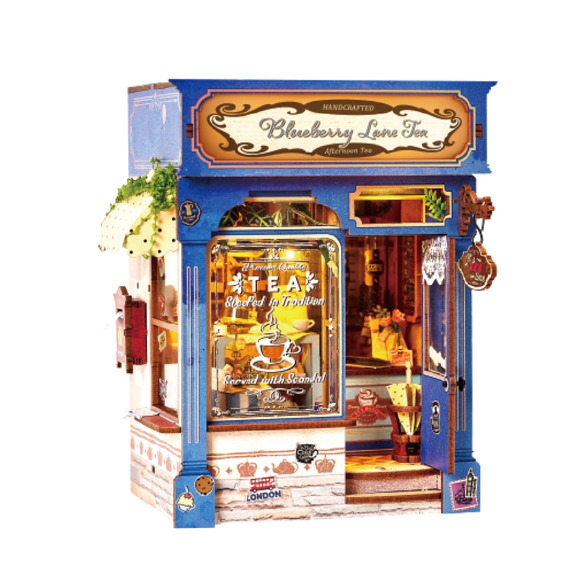 BLUEBERRY LANE TEA 3-D WOODEN MINIATURE BOOK NOOK KIT