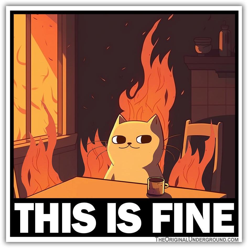 THIS IS FINE CAT STICKER