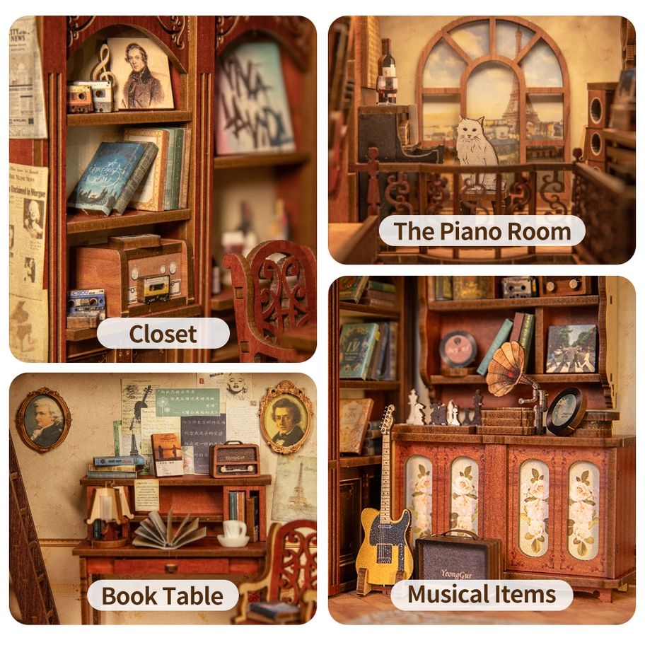THE SECRET RHYTHM 3-D WOODEN MINIATURE BOOK NOOK KIT