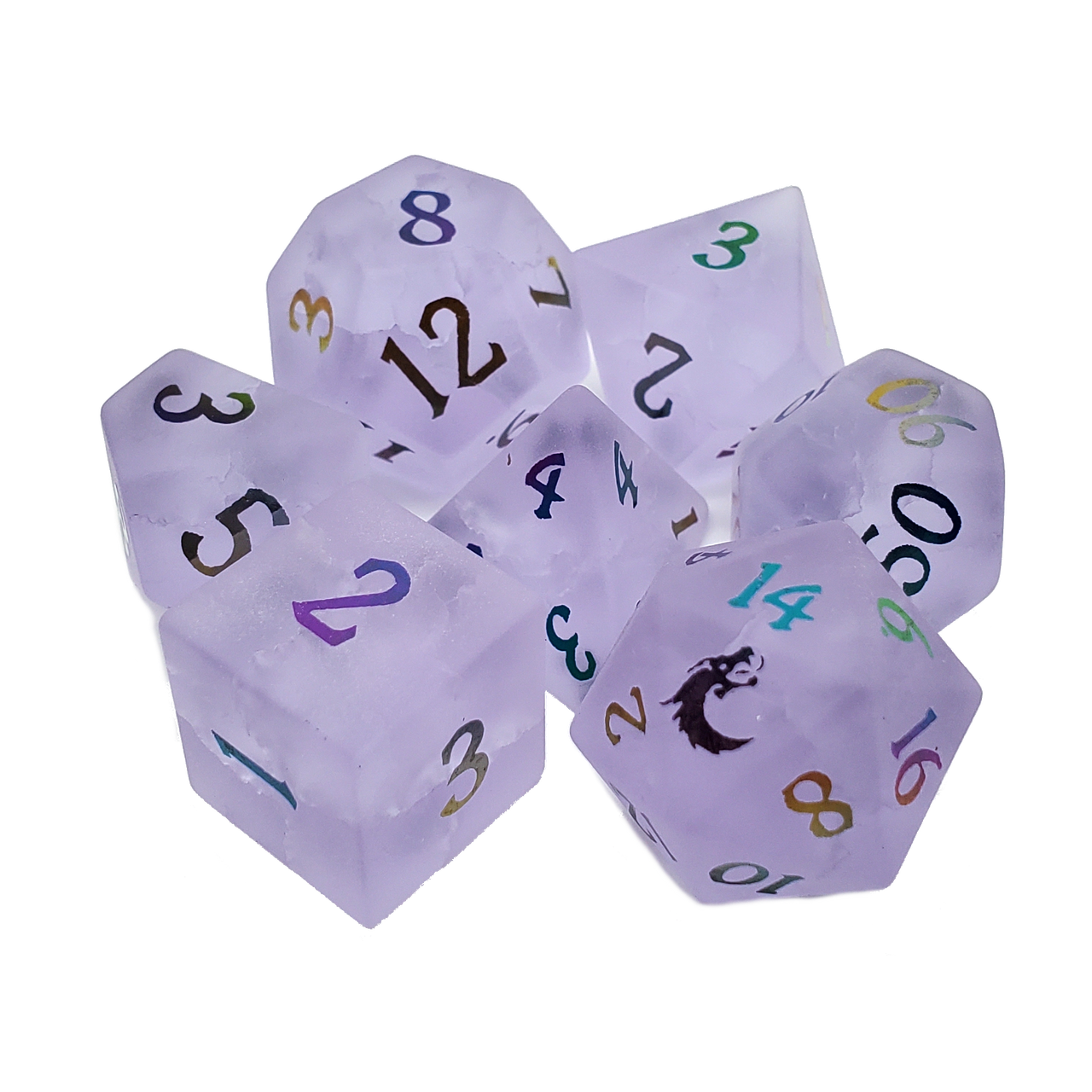 AMETHYST W/ SPECTRAL 7 PC GEMSTONE DICE SET